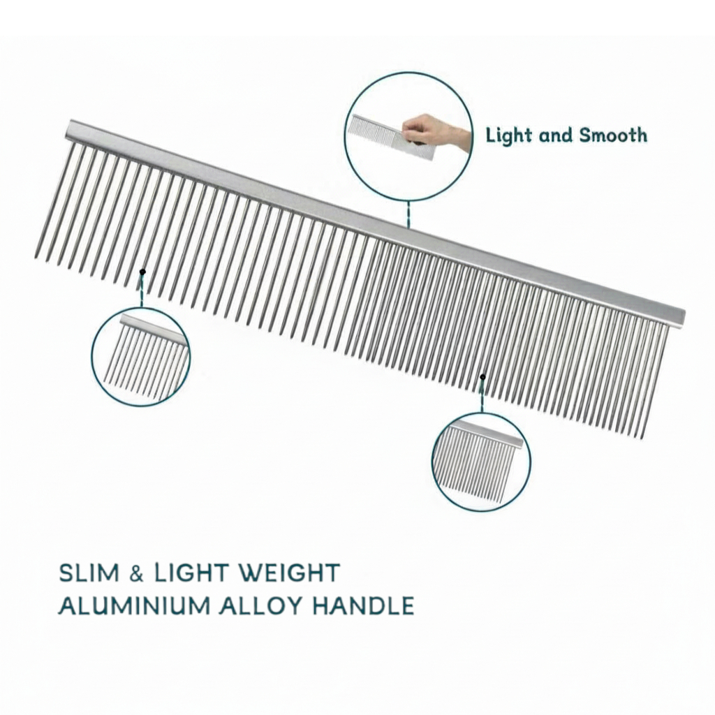 7 1/2" Stainless Steel Grooming Comb for Poodle