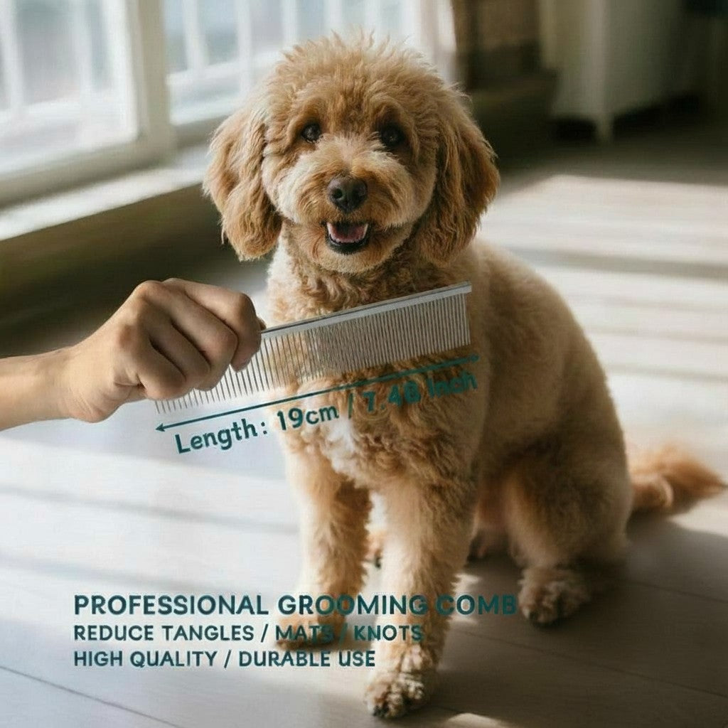 7 1/2" Stainless Steel Grooming Comb for Poodle